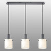 Belstone Wide Ribbed Triple Drop Linear Pendant in Dark Grey with Gloss White Glass