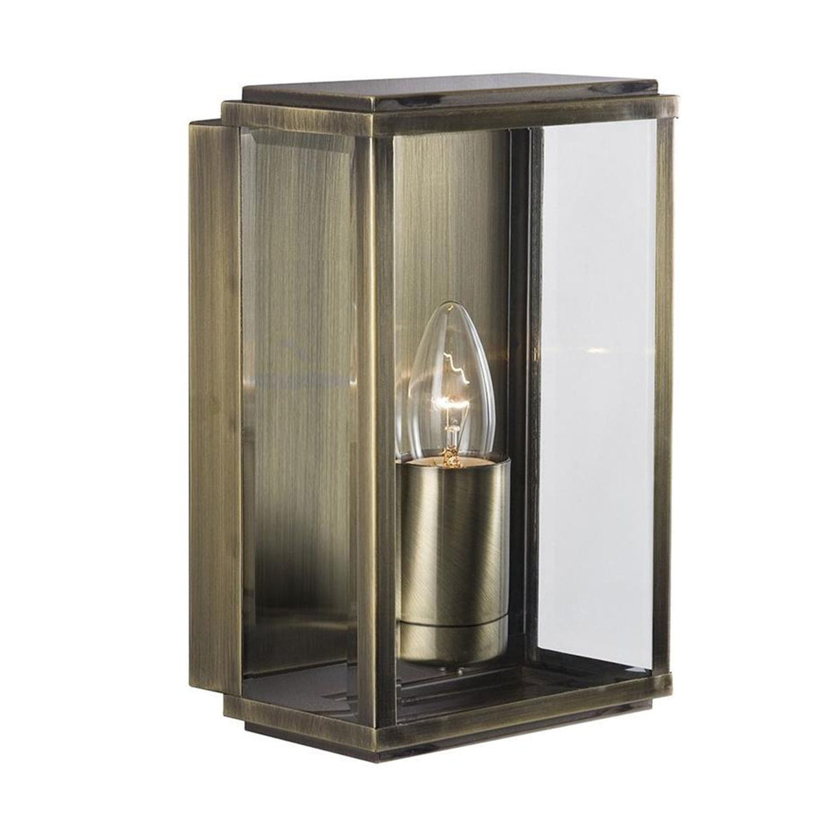 Box Outdoor Wall Lantern In Antique Brass