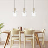 Belstone Wide Ribbed Triple Drop Linear Pendant in Light Gold with Clear Glass