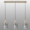 Belstone Wide Ribbed Triple Drop Linear Pendant in Light Gold with Smoke Glass