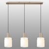 Belstone Wide Ribbed Triple Drop Linear Pendant in Light Gold with Gloss White Glass