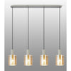 Belstone Fine Ribbed Four Drop Linear Pendant in Beige Stone with Amber Glass