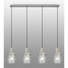 Belstone Fine Ribbed Four Drop Linear Pendant in Beige Stone with Clear Glass