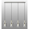 Belstone Fine Ribbed Four Drop Linear Pendant in Beige Stone with Smoke Glass