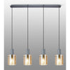 Belstone Fine Ribbed Four Drop Linear Pendant in Dark Grey with Amber Glass