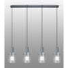 Belstone Fine Ribbed Four Drop Linear Pendant in Dark Grey with Clear Glass