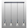 Belstone Fine Ribbed Four Drop Linear Pendant in Dark Grey with Smoke Glass