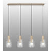 Belstone Fine Ribbed Four Drop Linear Pendant in Light Gold with Clear Glass