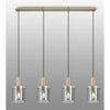 Belstone Fine Ribbed Four Drop Linear Pendant in Light Gold with Smoke Glass