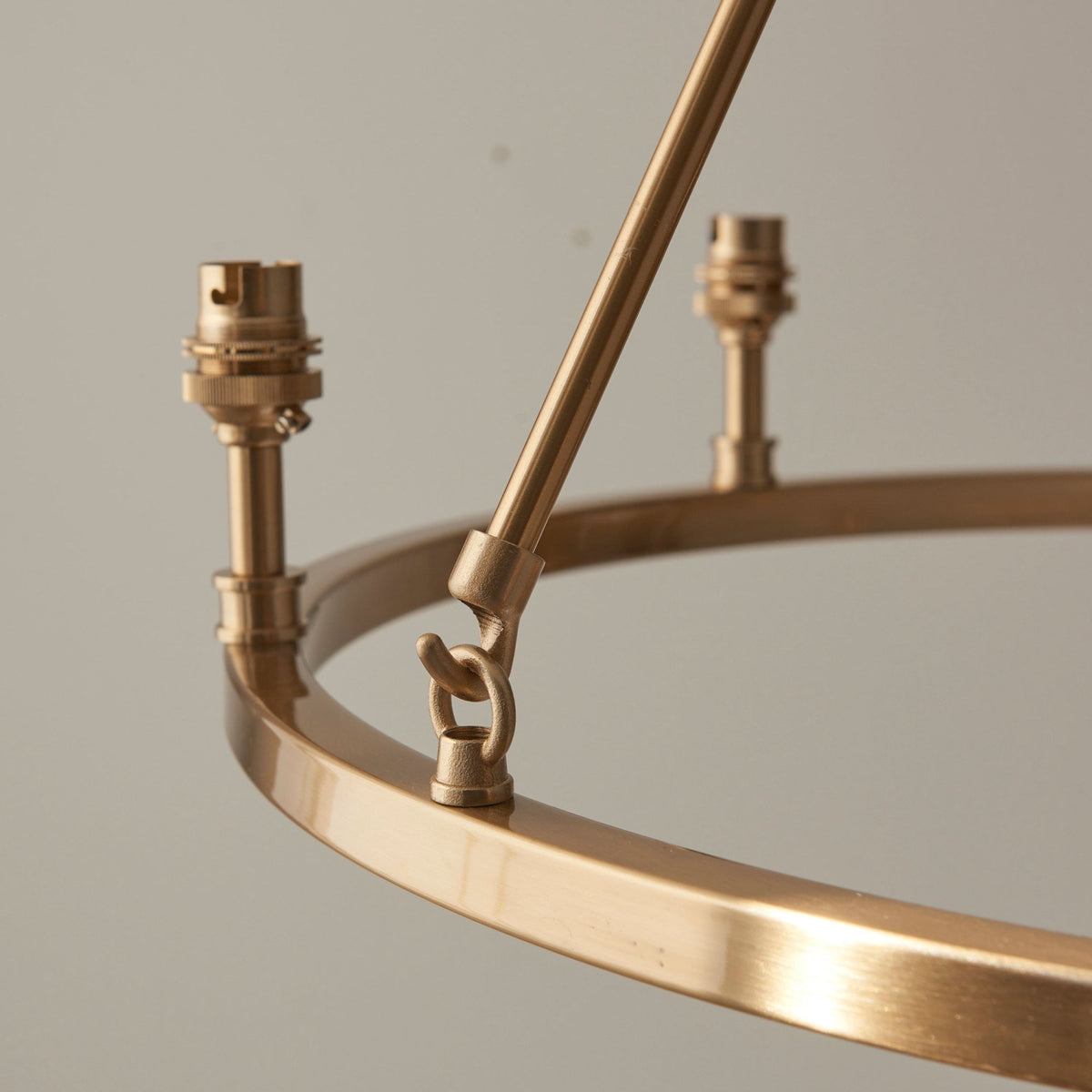 Chester Six Lamp Round Pendant in Aged Brass with Leaf 16cm Peachy Keen Shade