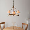 Chester Three Lamp Round Pendant in Aged Brass with Leaf 16cm Peachy Keen Shade