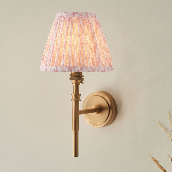 Chester Single Wall Light in Aged Brass with Leaf 16cm Peachy Keen Shade