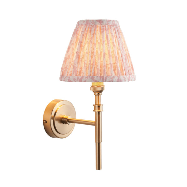 Chester Single Wall Light in Aged Brass with Leaf 16cm Peachy Keen Shade
