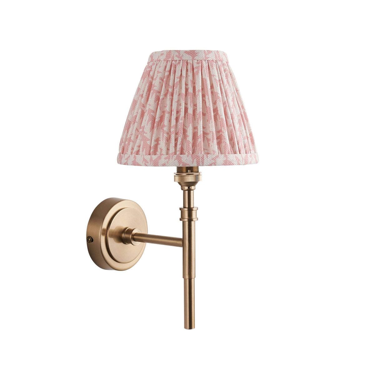 Chester Single Wall Light in Aged Brass with Leaf 16cm Peachy Keen Shade
