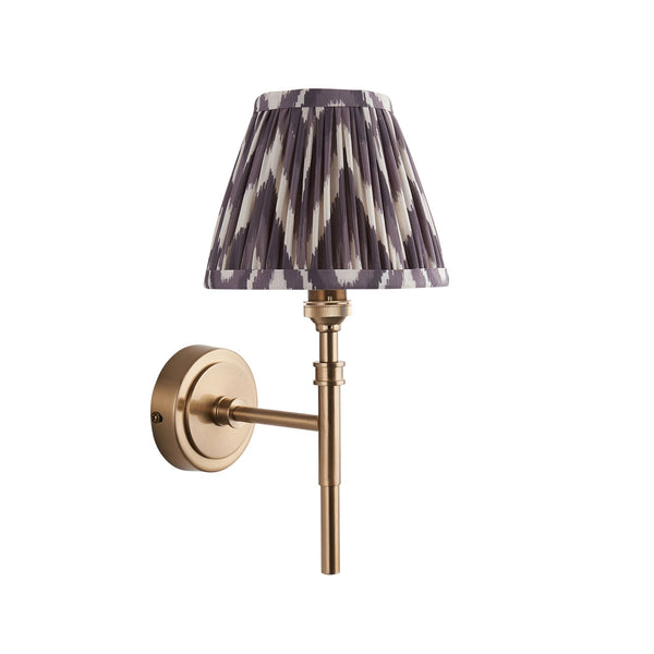 Chester Single Wall Light in Aged Brass with Zigzag 16cm Pearl Grey Shade