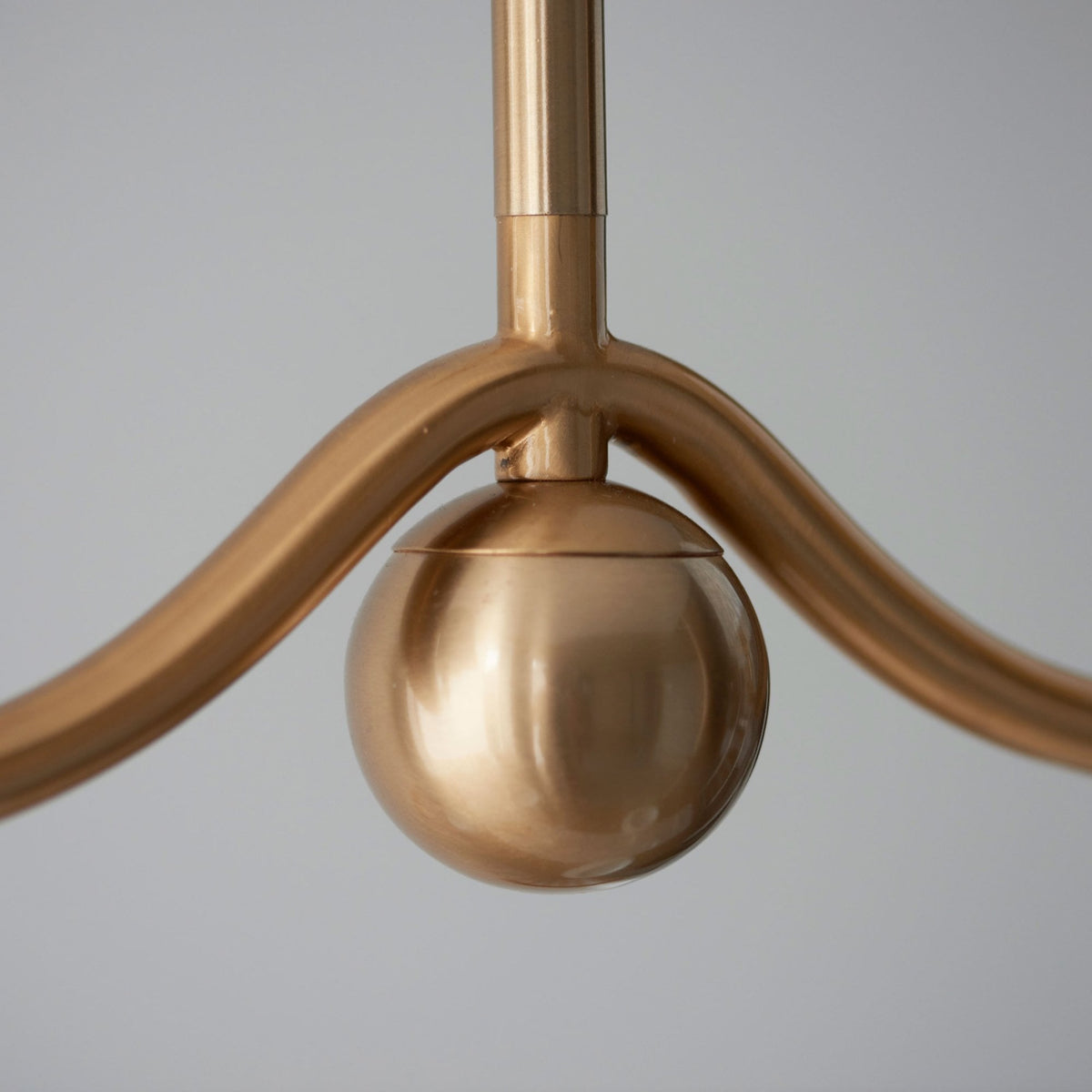 Santiago Four Lamp Linear Pendant in Brushed Aged Brass with Leaf 16cm Shell Bay Blue Shade