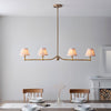 Santiago Four Lamp Linear Pendant in Brushed Aged Brass with Leaf 16cm Peachy Keen Shade