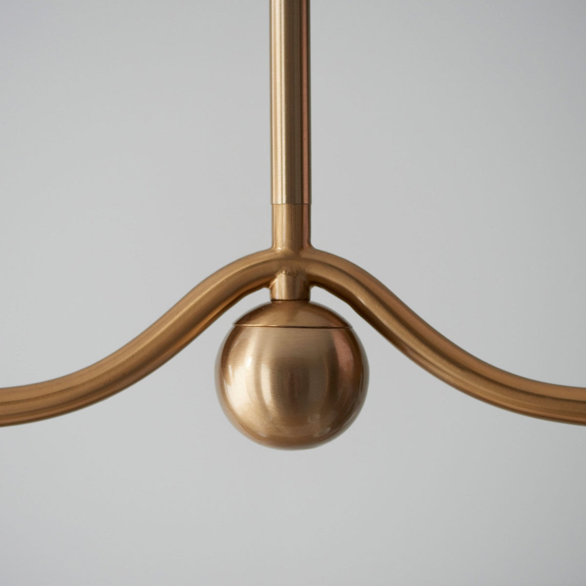 Santiago Four Lamp Linear Pendant in Brushed Aged Brass with Leaf 16cm Peachy Keen Shade