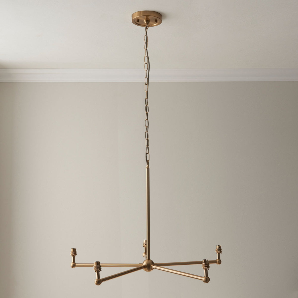 Santiago Five Arm Pendant in Brushed Aged Brass with Leaf 16cm Shell Bay Blue Shade