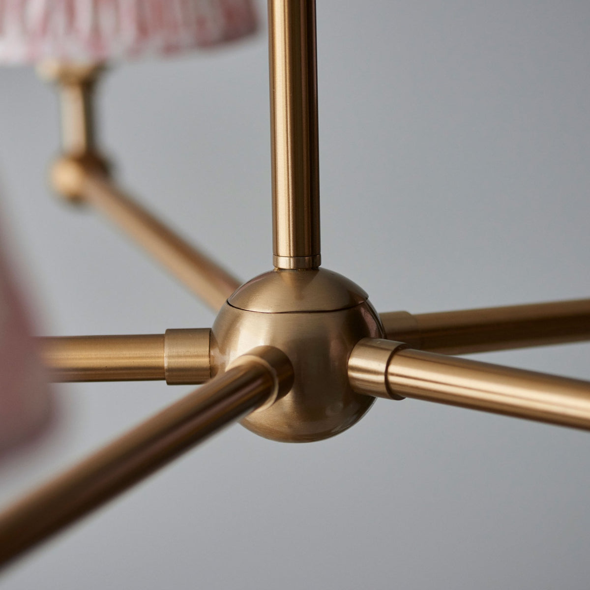 Santiago Five Arm Pendant in Brushed Aged Brass with Leaf 16cm Peachy Keen Shade