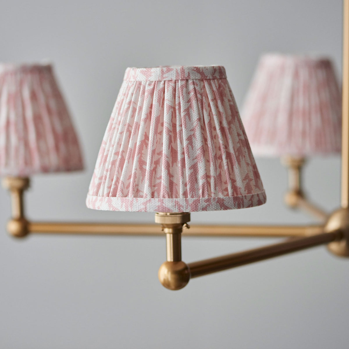 Santiago Five Arm Pendant in Brushed Aged Brass with Leaf 16cm Peachy Keen Shade