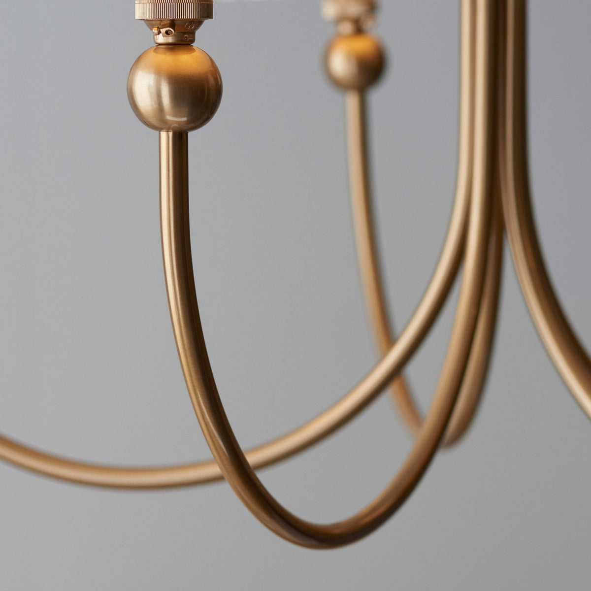 Santiago Curved Five Arm Pendant in Brushed Aged Brass with Leaf 16cm Shell Bay Blue Shade