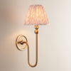 Santiago Curved Wall Light in Brushed Aged Brass with Leaf 16cm Peachy Keen Shade