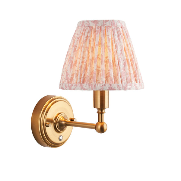 Burley Rechargeable Wall Light in Brushed Aged Brass with Leaf 16cm Peachy Keen Shade