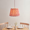 Eltham Single Drop Pendant with Ikat 40cm Coral Pink Shade and Red Braided Cable