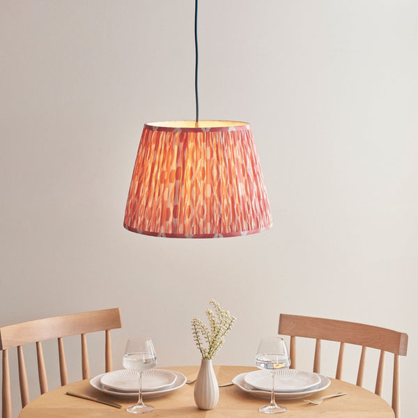 Eltham Single Drop Pendant with Ikat 40cm Coral Pink Shade and Blue Braided Cable