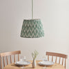 Eltham Single Drop Pendant with Zigzag 40cm Cotswold Green Shade and Green Braided Cable