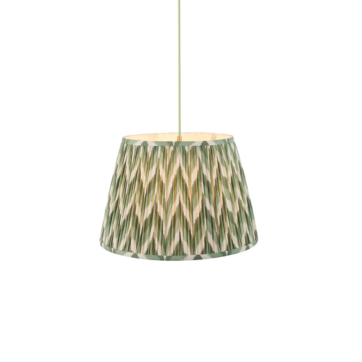 Eltham Single Drop Pendant with Zigzag 40cm Cotswold Green Shade and Green Braided Cable