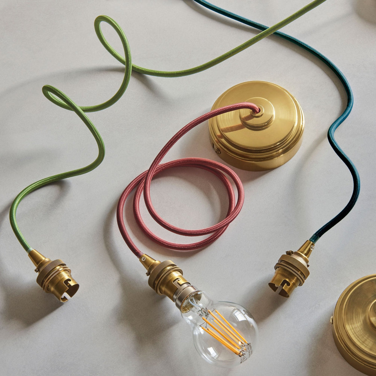 Eltham Single Drop Pendant with Zigzag 40cm Cotswold Green Shade and Green Braided Cable