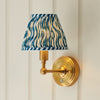 Burley Rechargeable Wall Light in Brushed Aged Brass with Ripple 16cm Marlin Blue Shade