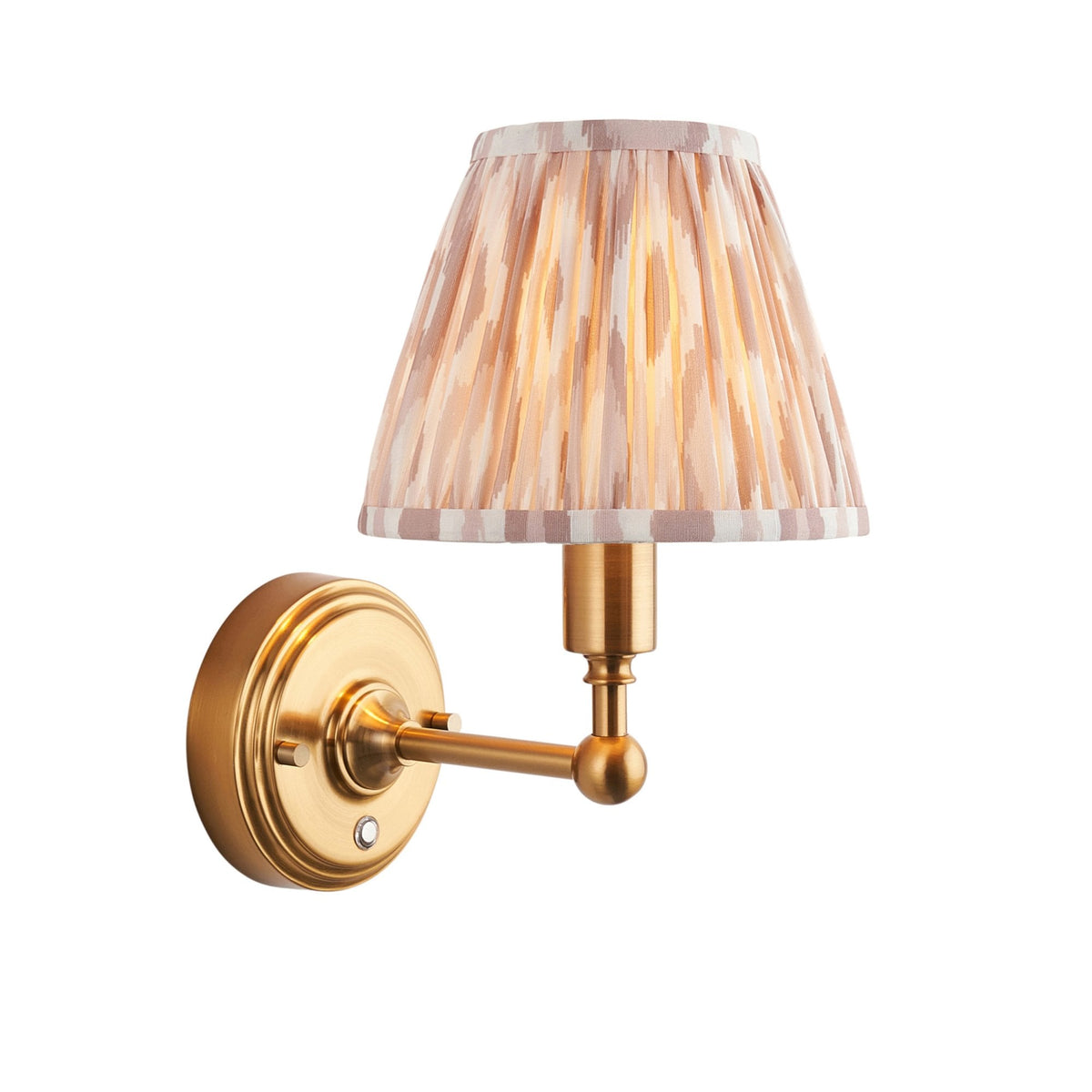 Burley Rechargeable Wall Light in Brushed Aged Brass with Ikat 16cm Neutral Shade