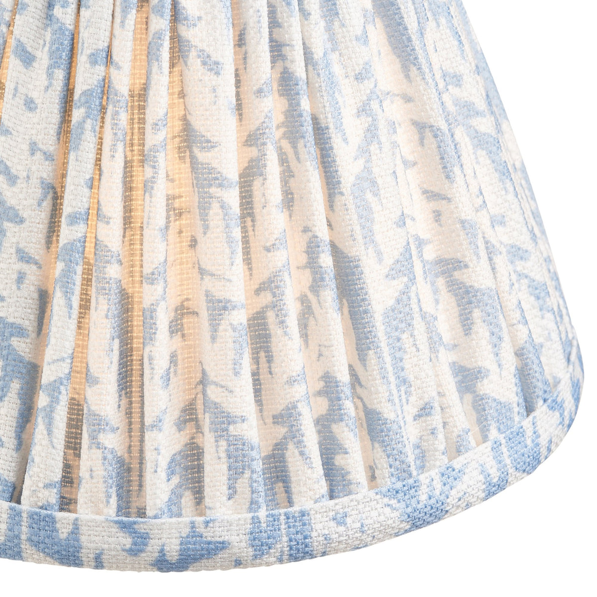Burley Rechargeable Table Lamp in Brushed Aged Brass with Leaf 16cm Shell Bay Blue Shade