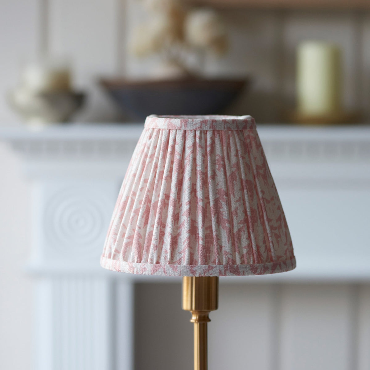 Burley Rechargeable Table Lamp in Brushed Aged Brass with Leaf 16cm Peachy Keen Shade