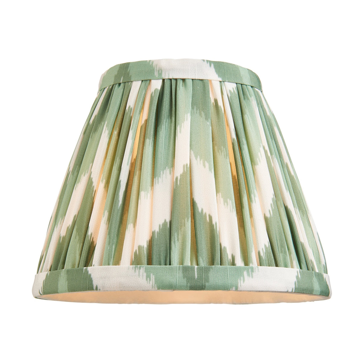 Burley Rechargeable Table Lamp in Brushed Aged Brass with Zigzag 16cm Cotswold Green Shade