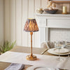 Burley Rechargeable Table Lamp in Brushed Aged Brass with Ikat 16cm Pearl Grey Shade