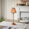 Burley Rechargeable Table Lamp in Brushed Aged Brass with Ikat 16cm Neutral Shade