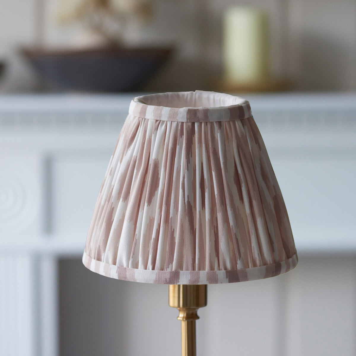 Burley Rechargeable Table Lamp in Brushed Aged Brass with Ikat 16cm Neutral Shade
