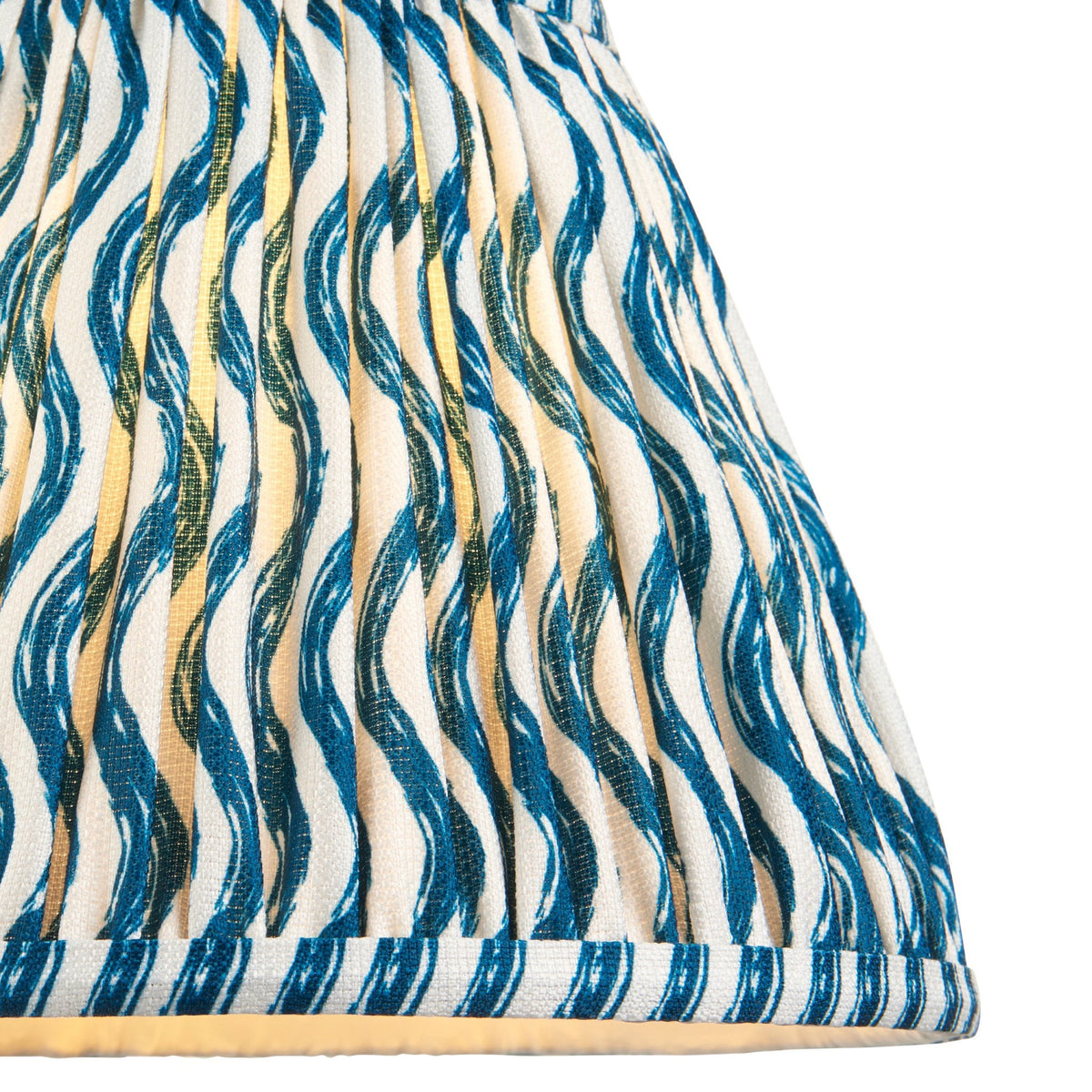 Burley Rechargeable Floor Lamp in Brushed Aged Brass with Ripple 25cm Marlin Blue Shade