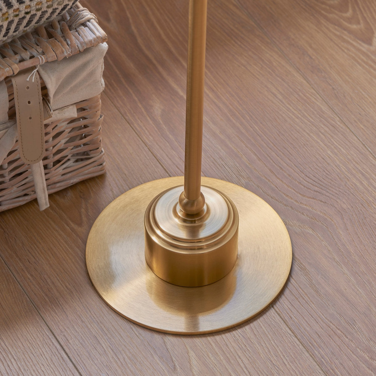 Burley Rechargeable Floor Lamp in Brushed Aged Brass with Ripple 25cm Marlin Blue Shade