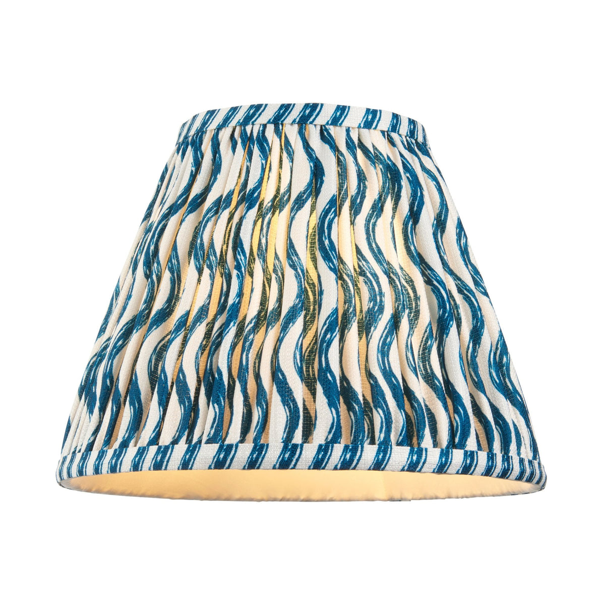 Burley Rechargeable Floor Lamp in Brushed Aged Brass with Ripple 25cm Marlin Blue Shade