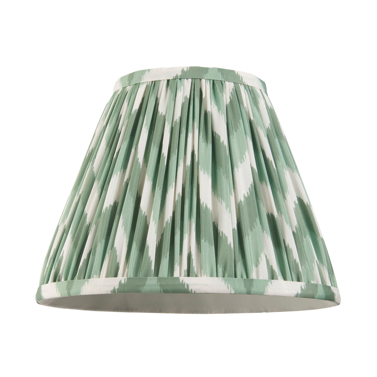 Burley Rechargeable Floor Lamp in Brushed Aged Brass with Zigzag 25cm Cotswold Green Shade