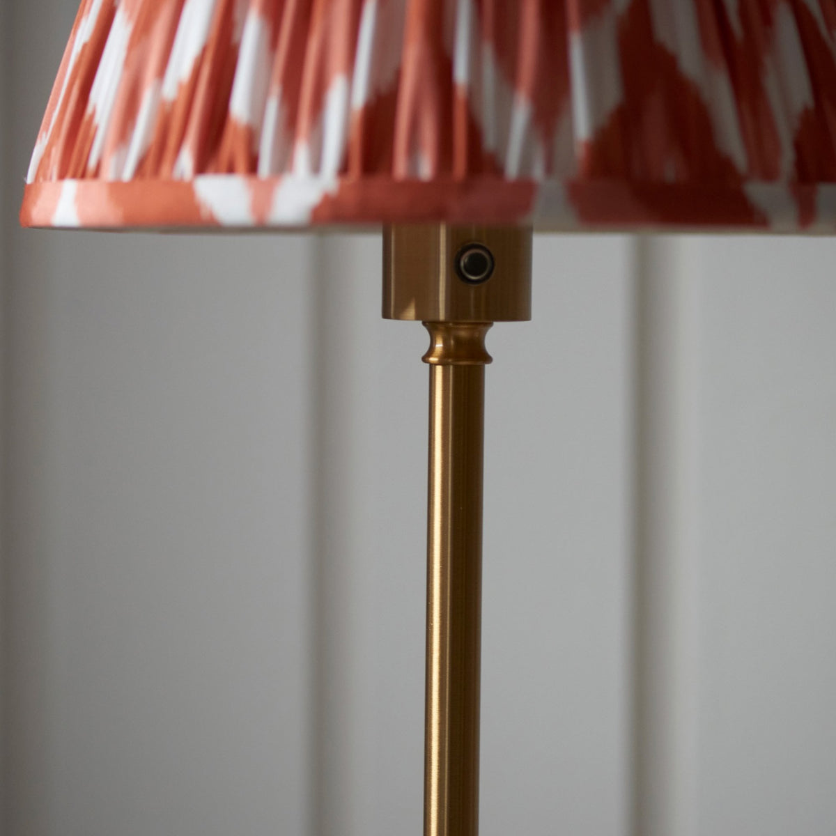 Burley Rechargeable Floor Lamp in Brushed Aged Brass with Zigzag 25cm Apricot Orange Shade