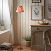 Burley Rechargeable Floor Lamp in Brushed Aged Brass with Ikat 25cm Coral Pink Shade