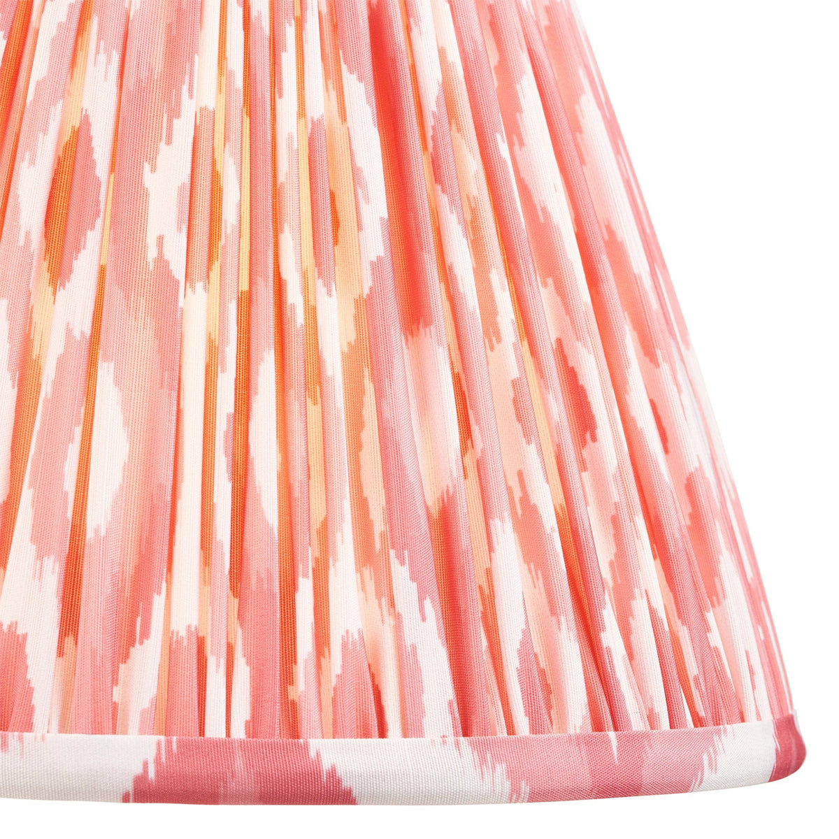 Burley Rechargeable Floor Lamp in Brushed Aged Brass with Ikat 25cm Coral Pink Shade