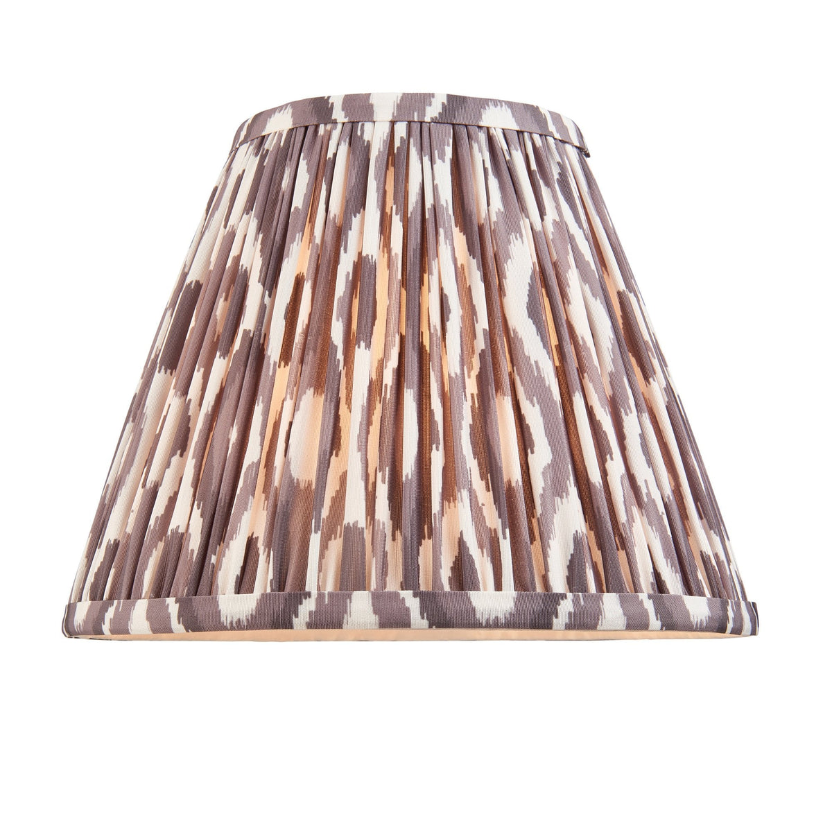 Burley Rechargeable Floor Lamp in Brushed Aged Brass with Ikat 25cm Pearl Grey Shade