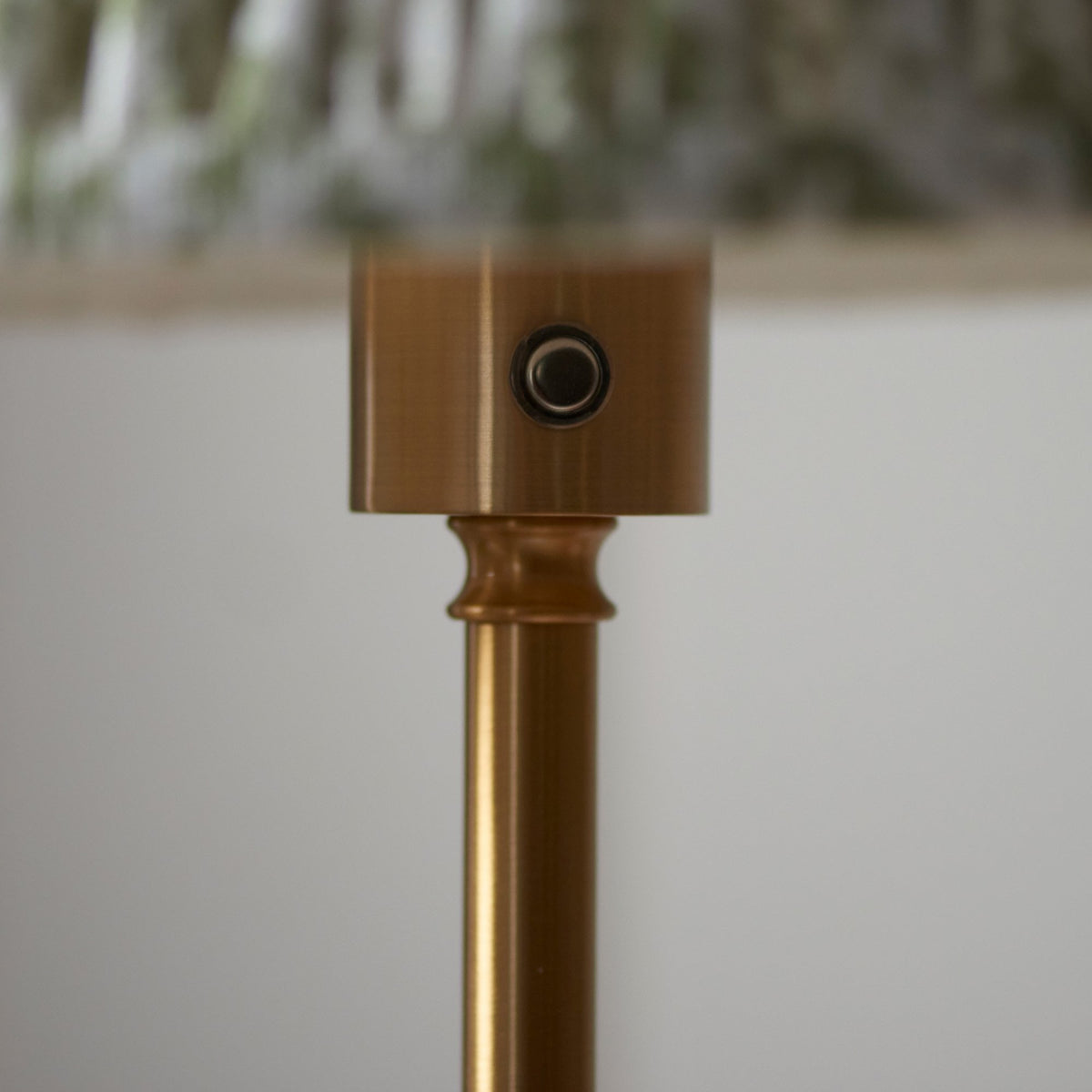 Burley Rechargeable Floor Lamp in Brushed Aged Brass with Leaf 30cm Herb Garden Green Shade